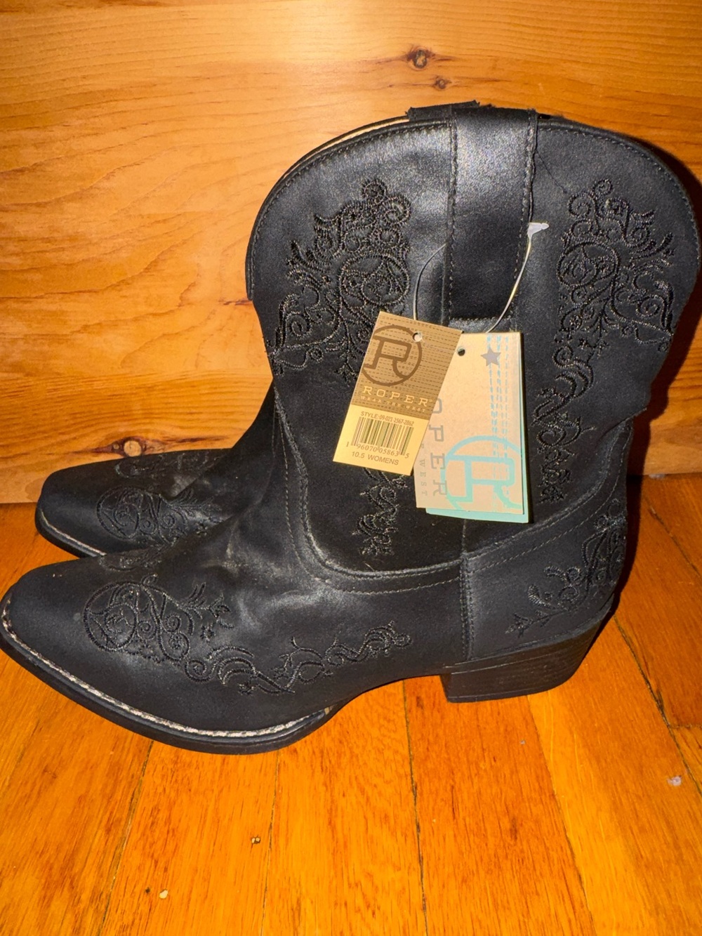 Roper Riley Scroll Short Black Cowgirl Boots NEW